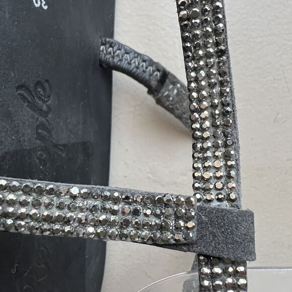 Free People Crystal Cove Black Leather Flat Sandal Rhinestone EU 39 US 8.5 - 9 - Picture 7 of 16